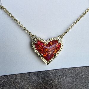 Kendra Scott Red Heart Necklace with Gold Chain